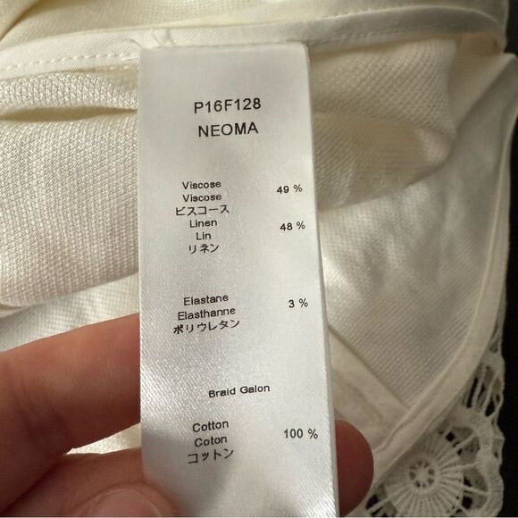 Vintage Anne Fontaine Neoma Jacket Sz 38 Small White Lace Linen Blend Full Zip - Picture 12 of 15